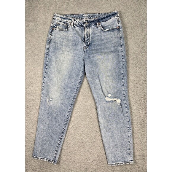 Old Navy High Rise O.G. Straight Secret Slim Pockets Light Wash Size 14 Button - Picture 1 of 9